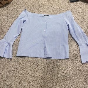 Blue and white striped blouse